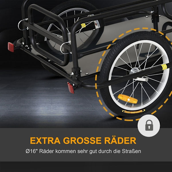 Rootz Cykeltrailer - Lasttrailer - Heavy-Duty Transport - Forbedret sikkerhed - Holdbar konstruktion - Overlegen stabilitet - 139 cm x 71,5 cm x 49 cm
