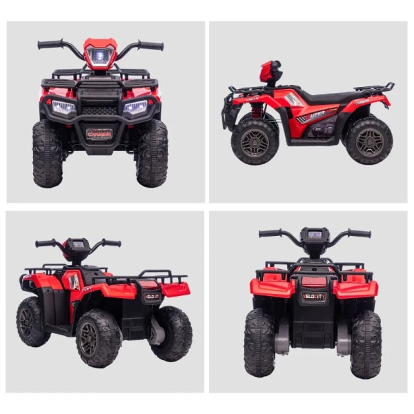 Rootz Elektrisk Quad til børn - Max. 4 Km/t - Fra 3 år - LED Forlygte - Musikforbindelse - Sort + Rød - 88 x 45 x 50 cm