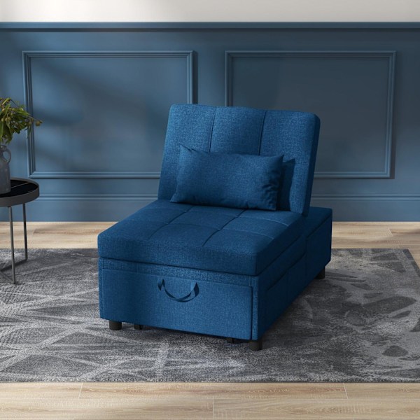 Rootz 3 -i -1 vikbar stolbädd - Recliner - Chaise Longue - Justerbart ryggstöd - 65,5L x 104W x 81H cm - Bärbar med hjul och sidficka