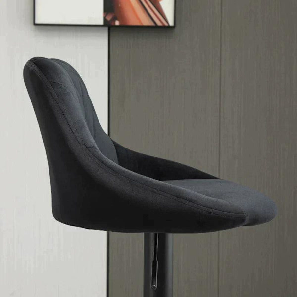 Rootz Barpall - Set med 2 barstolar - Svängklädd hög pall - Höjdjusterbar - Barpall utan armstöd - Svart - 46 x 48 x 83-104 cm