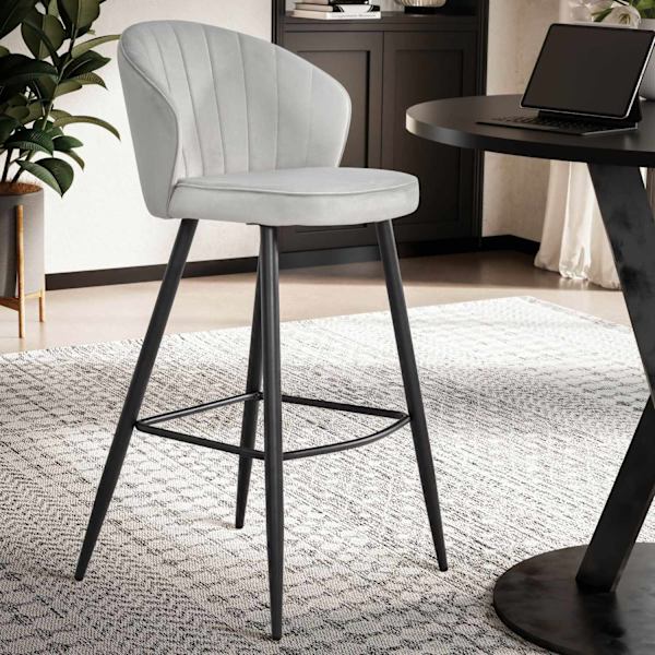 Rootz Scandinavian Design Barstolar - Modern Pall - Sammetssits - Hög komfort - 56cm x 102,5cm x 52,5cm