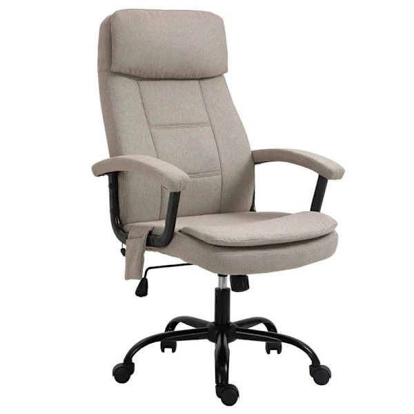 Rootz Kontorsstol - Massagestol - Höjdjusterbar Executive Stol - Gamingstol med massagefunktion - Ergonomisk snurrstol - Lumbal ryggradsmassage - Beig