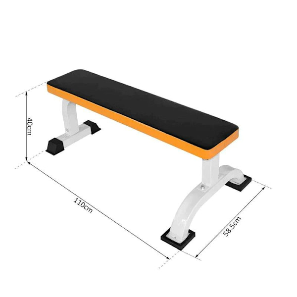 Rootz Vægtbænk - Flad bænk - Fitnessbænk - Træningsbænk - Hjem - Gymnastik - Sort/Orange - L112x B62 x H43 cm