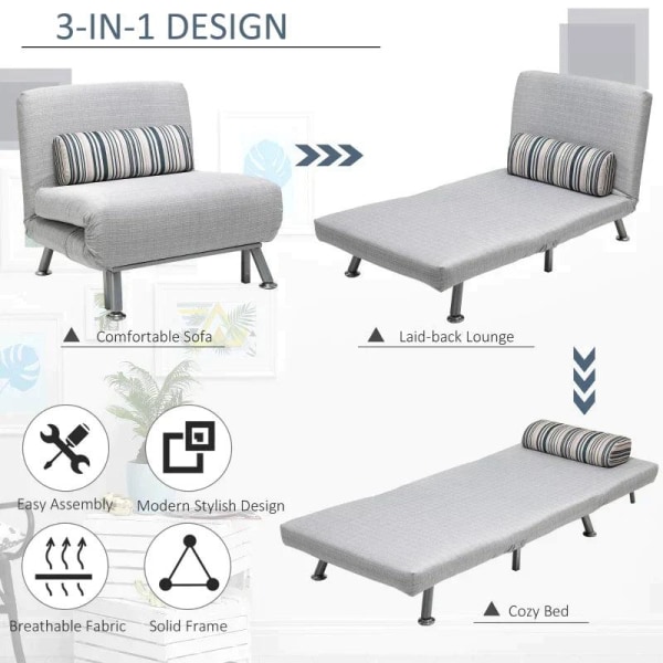 Rootz Justerbar soffa - Hopfällbar säng - Gästsäng - Bäddsoffa - Fällbar madrass - Grå - 75 X 70 X 75 Cm