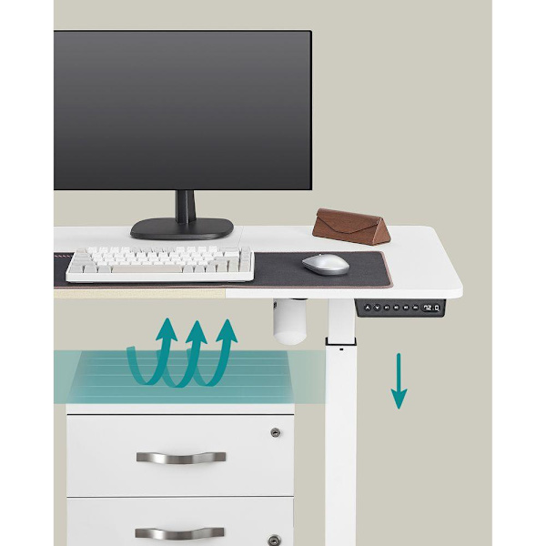 Rootz höjdjusterbart skrivbord - Manuellt höjdjusterbart skrivbord - Elektriskt skrivbord - Stående skrivbord - Spelbord - Vit - 60 x 140 x (72-120) c