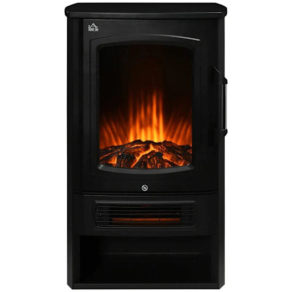 Rootz Elektrisk pejs - Pejs - Realistiske flammer - 2 varmeniveauer - Overophedningsbeskyttelse - Stål - Sort - 44,5 x 32 x 74 cm