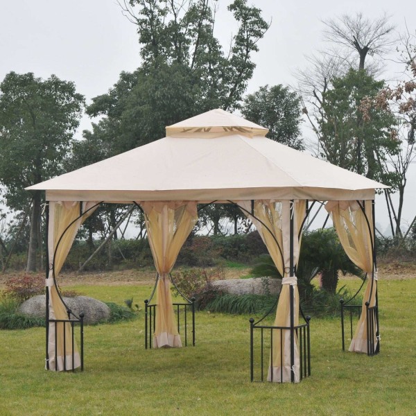 Rootz Castile Garden Gazebo - Sort, Brun - Metal, Polyester - 118,11 cm x 118,11 cm x 108,27 cm