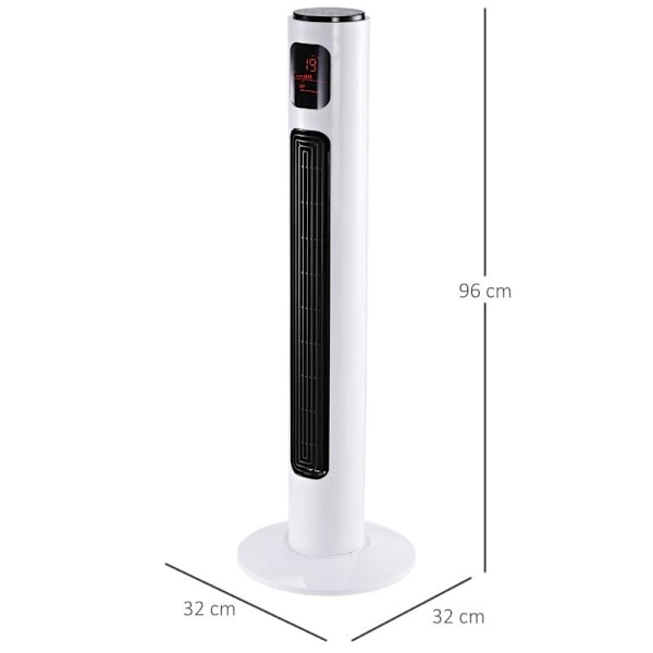 Rootz Tower Fläkt - Piedestal Fläkt - Vardagsrum - Sovrum - Kontor - ABS plast - Vit + Svart - 96 cm