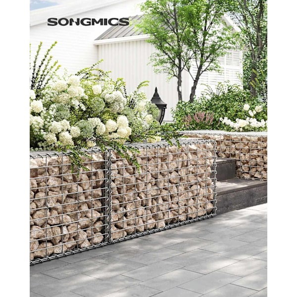 Rootz Silver Gabion Kit - Metallnät - Galvaniserat stål - Enkel montering - 100cm x 50cm x 50cm