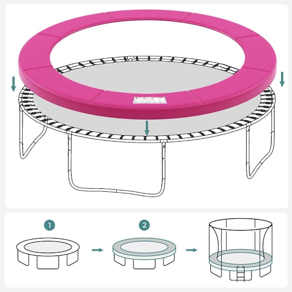 Rootz Trampolinfälgskydd - Trampolinkantskydd - Trampolinskydd - Trampolinstoppning - Trampolinramskydd - Rosa