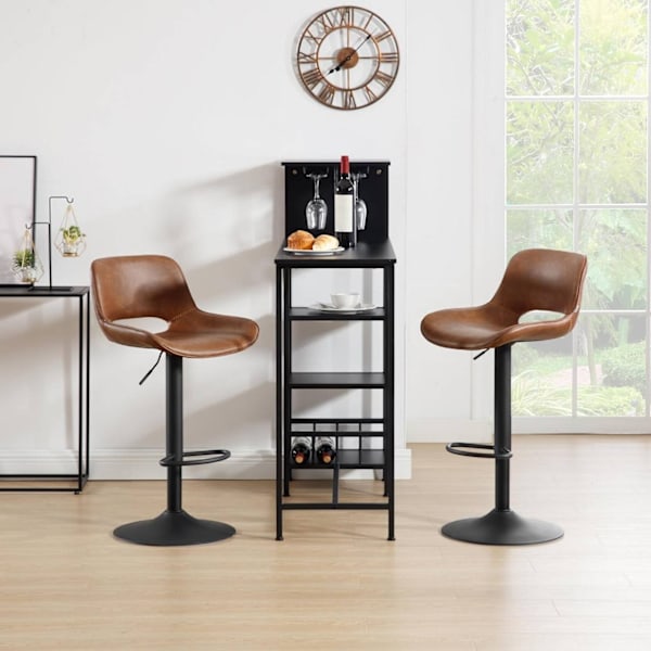 Rootz Barstolsset i konstläder - Bänkpallar - Vintage konstläder - Vattentät - 48cm x (85-105,5cm) x 49cm