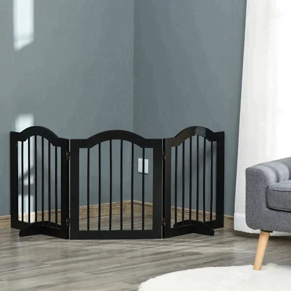 Rootz Dog Gate - Dog Barrier Safety Gate - Hundevagt - 3-delt gitter - Barrier Door Safety Gate - Sort - 154,5 x 29,5 x 61 cm