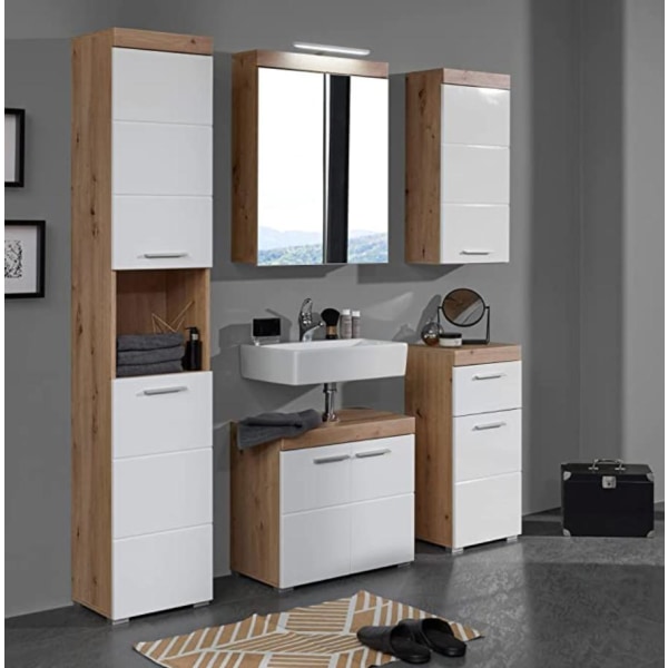 Rootz Badrumsskåp - Under diskhon - Högblank - 60 x 56 x 34cm White High gloss