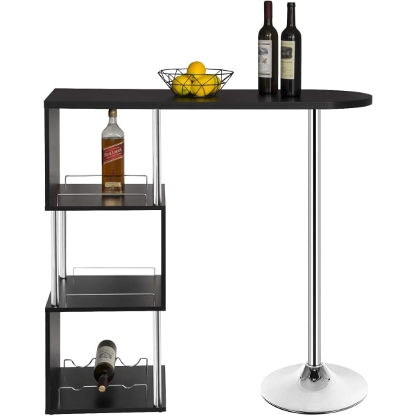 Rootz Modern S-formet barbord - Opbevaringsbarbord - Vinstativbord - Pladsbesparende - Holdbar - Nem vedligeholdelse - 113cm x 105cm x 40cm