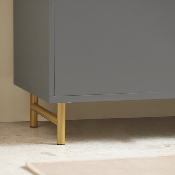 Rootz Modern Vask Underskab - Badeværelsesvask - Opbevaringsorganisator - Stilfuld grå og guld finish - Rummeligt interiør - Nem montering - 75 cm x 6