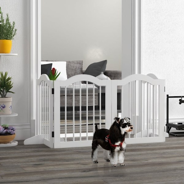 Rootz Pet Dog Barrier - Hundeport i træ - Hegn - Massivt træ - MDF - Justerbar - 203,5 cm x 29,5 cm x 61 cm