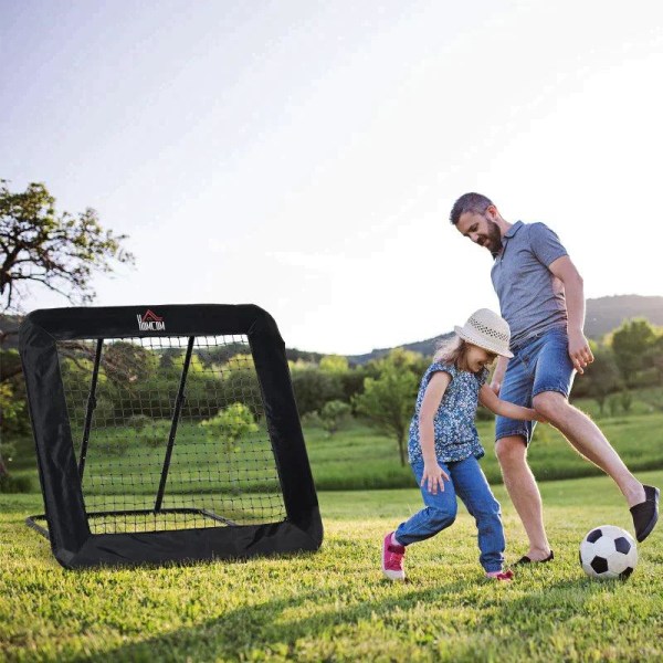 Rootz Football Rebounder Net - Football Rebounder - Training Rebounder Net - Vikbar Kickback - Goal Rebound - Justerbar i 5 steg - Stål - Svart - 128