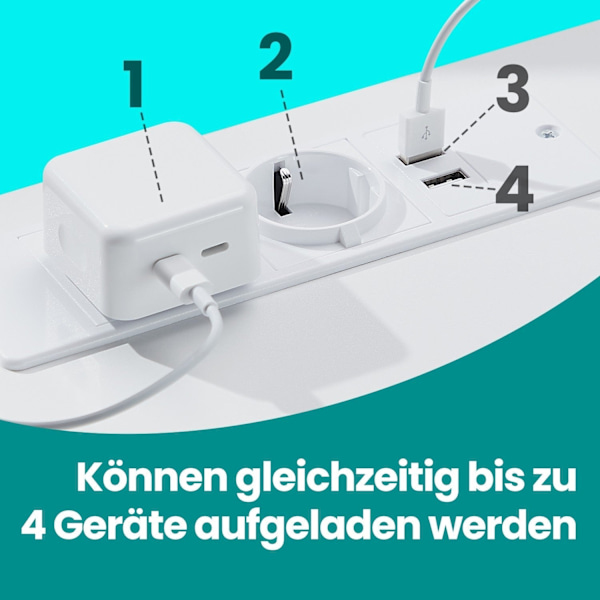 Rootz Sorn Side Bord - Socket Strip Table - 3 skuffe natbord - Indbygget AC -stikkontakter - 35,1 cm x 40,1 cm x 59,1 cm