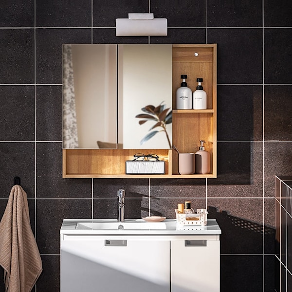 Rootz Wall Cabinet Mirror Door - Wall Storage - Justerbar hylde - Rumbesparende - 80x70x13cm