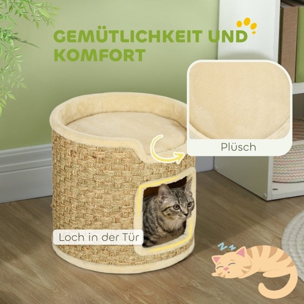 Rootz Cat Tower Barrel - Skrapstolpe - Skrapträd - Spånskiva - Sisalrep - 38cm x 37cm - Khaki+Beige