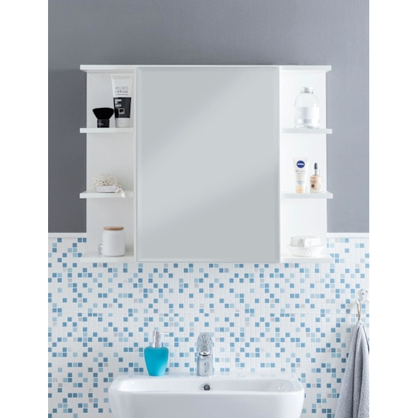 Rootz kaappi valkoinen 80x64,5x20cm lastulevy - Peilikaappi Moderni - Design kylpyhuonehylly Vapaasti kelluva - Peilikaappi - Kylpyhuonekaappi puinen