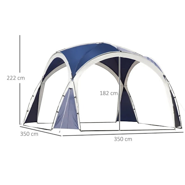 Rootz 6-8 personers kupoltält - Gazebo - Skydd mot sol och duggregn - Polyester - Blå + Grå - 3,5 x 3,5 x 2,22 m