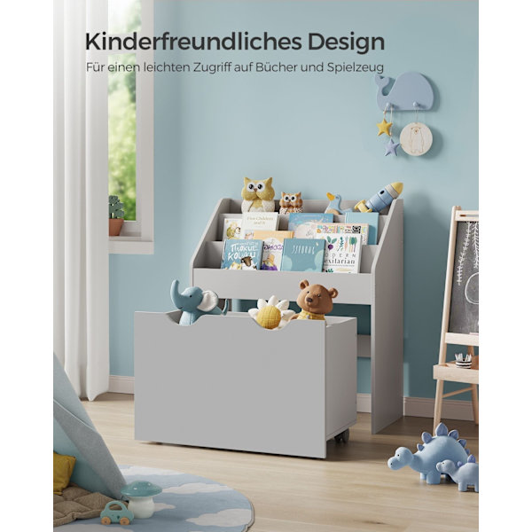 Rootz Children's Dove Grey Hylde - Børne reol - Opbevaringsorganisering - MDF spånplade - Anti-Tip - Nem montering - 29,5 cm x 62,5 cm x 70 cm
