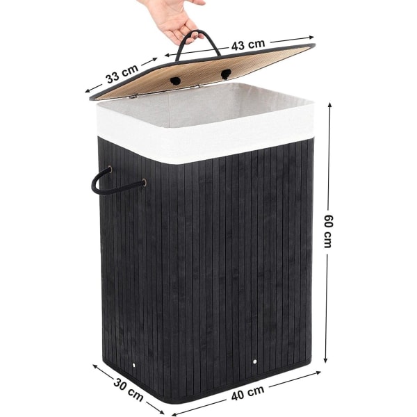 Rootz Hopfällbar Tvättkorg Bambu - Tvättkorg - 72L Svart