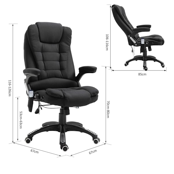 Rootz Executive Chair - Svart - Linne, Skum, Nylon - 26,38 cm x 26,38 cm x 49,6 cm