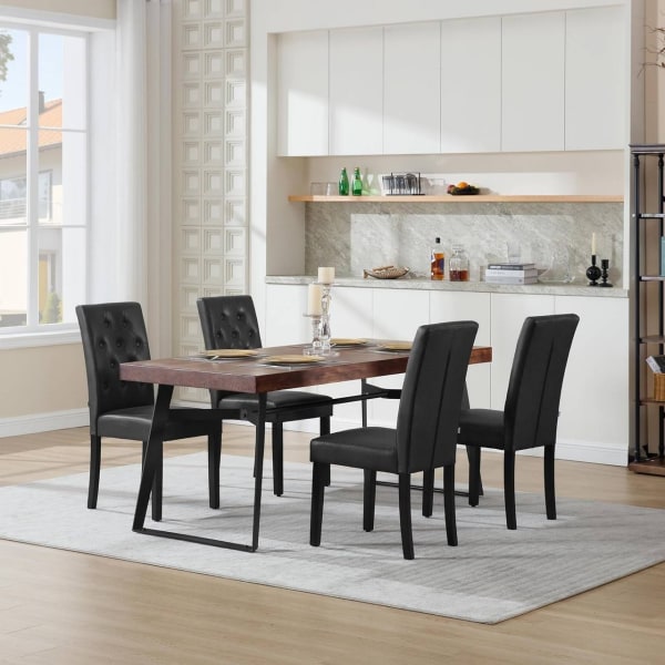 Rootz Matsalsstolar - Köksstolar - Bekväma sittplatser - Ergonomisk design, enkelt underhåll, hög hållbarhet - konstläder och massivt trä - 44cm x 99c