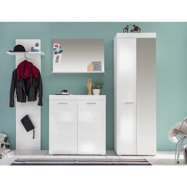 Rootz Wardrobe Cabinet - Stylish Closet Ensemble - White Gloss - Ample Storage - Modern Design - 233x195x38cm