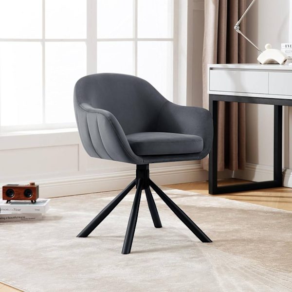 Rootz drejelig spisestuestol - Fløjlslænestol - Rullefri mekanisme - Robuste metalben - Ergonomisk design - 57cm x 79cm x 62cm