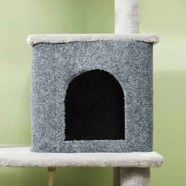 Rootz 52 "Cat Tree - Activity Scratching Post - Play Center - Sisal for Claw Care - 55L X 44W X 132H CM - Grå