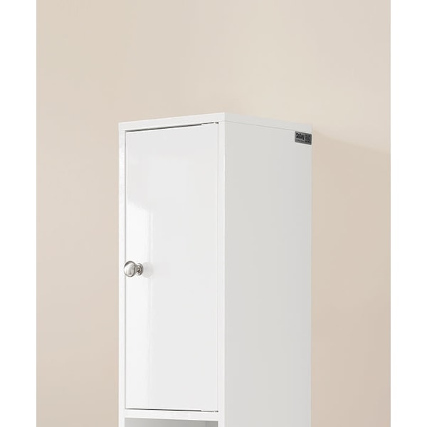 Rootz Tall Badeværelse Skab - Opbevaringsskab - Badeværelsesarrangør - Justerbare hylder - 20x180x20cm - MDF E1 - Højglans hvid