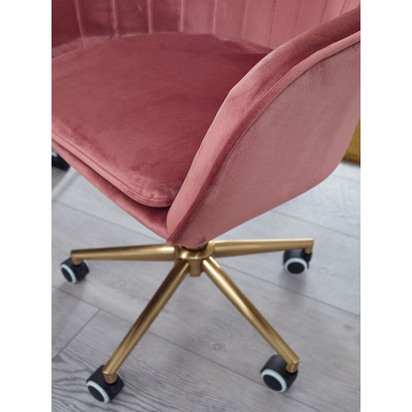 Rootz skrivebordsfløjl pink - Design drejestol med ryglæn - Arbejdsstol 120 kg højdejusterbar - Skalstol med hjul - Drejestol