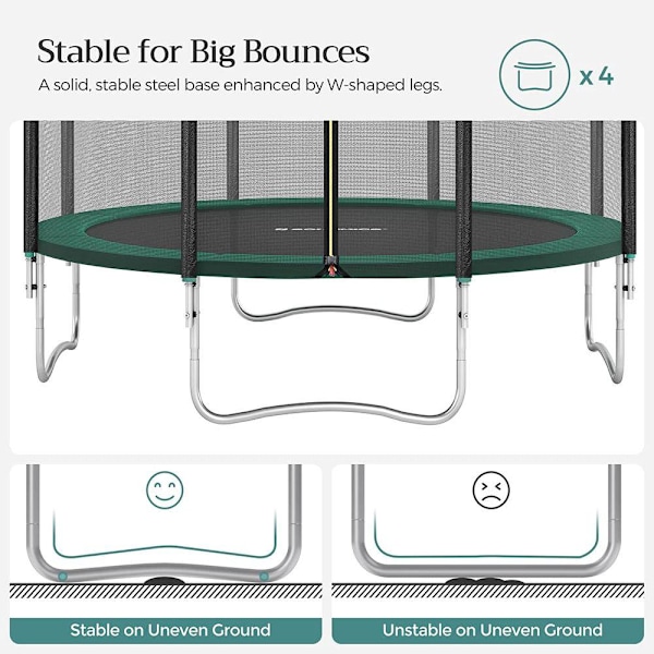 Rootz Trampolin - Utomhusstudsmatta - Barnstudsmatta - Ministudsmatta - Trampolinpark - Hoppstudsmatta - Svart/Grön - 366 cm