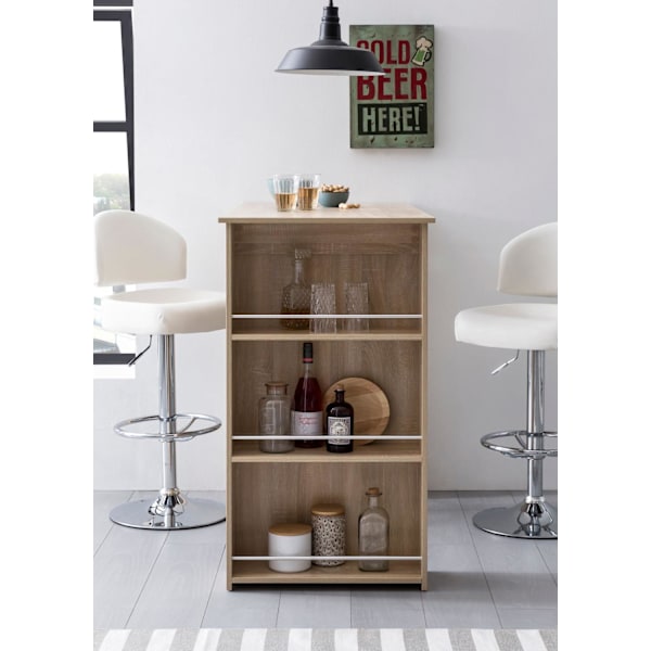Rootz Sonoma 120 x 107,5 x 60 cm Barbord Træ køkkenbord - Bardisk med integreret hylde - Bar Bistro Bord Køkken Rektangulært - Festbord træbord - Vægm