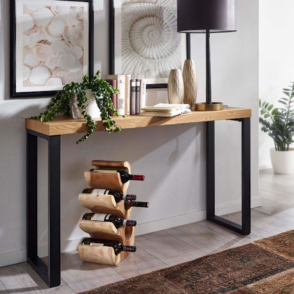 Rootz konsolbord eg indretning - sort 120x39x75,5 cm design skænk gang - Opbevaringsbord smalt - Hall bord med metalben - Entre bord Langt Højt