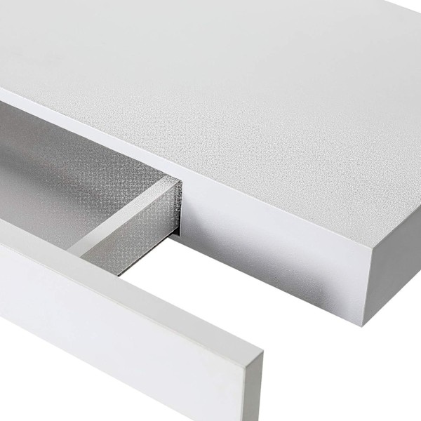 Rootz Vägghylla - Väggmonterad hylla - Flytande hylla - MDF Flytande hylla med låda - Vit - 40cm x 25cm x 5cm - Ytterligare förvaring