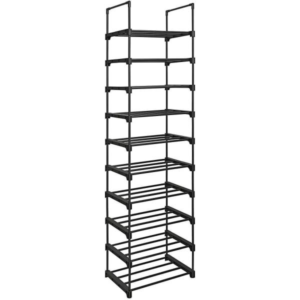 Rootz opbevaringsstativ - 10 niveauer - Skoskab - Skostativ - 45 x 30 x 174 cm - Sort