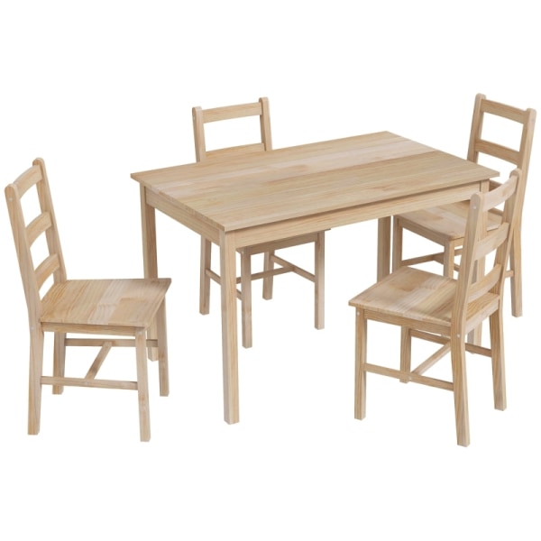 Rootz 5-delad matbordsset - Matsalsmöbler - Matsalsset i furu - Utrymmesbesparande design - Högkvalitativa material - Golvskydd - Bord: 118L x 73W x 7