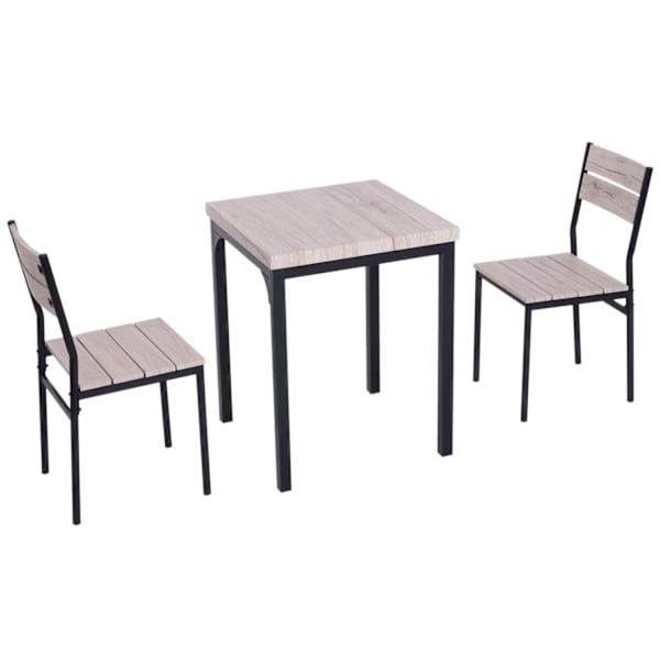 Rootz matbordsset - 3-delat - 1 matbord - 2 matstolar - MDF - metall - trälook - svart