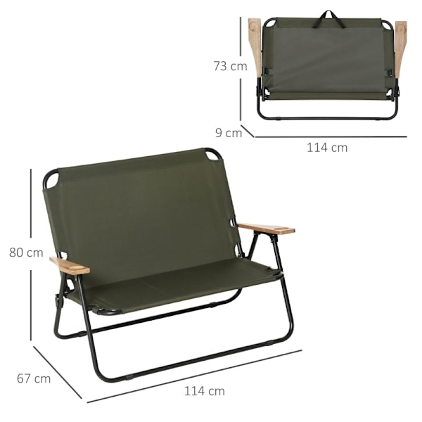 Rootz 2-personers campingstol - Bærbar havestol - Direktørstol - Komfortable siddepladser - Holdbart stålstel - Sammenfoldeligt design - 141 cm x 67 c