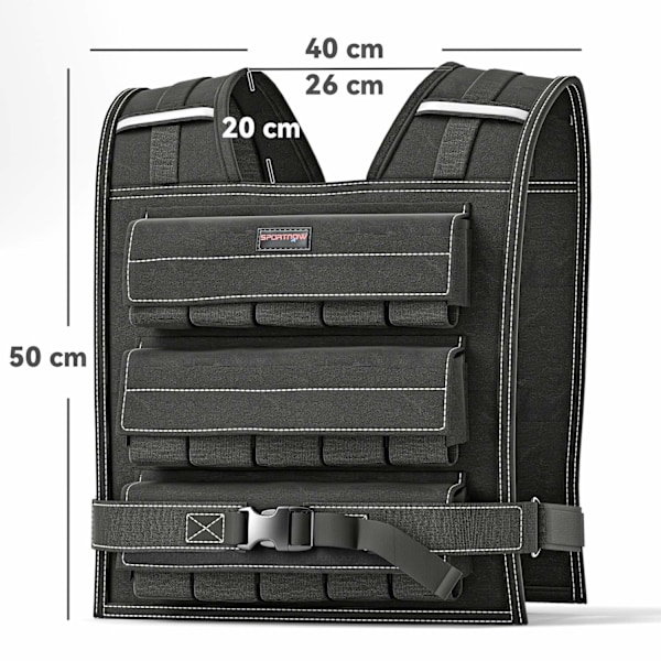 Rootz 20 kg justerbar viktad väst - träningsviktväst - körväst - reflekterande säkerhet - 50l x 40w cm