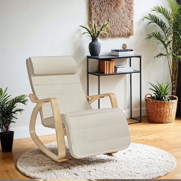 Rootz Swing -stol - Rocking lænestole - hvilestol med 5 -trins fodstøtte - Komfort & stil - 67 x 115 x 91 cm