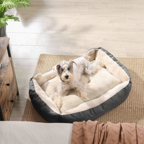 Rootz Hundeseng - Rund Hundeseng - Kæledyrsseng - Katteseng - Kæledyrsseng - Med vendbar pude - Grå - 80 x 65 x 20 cm