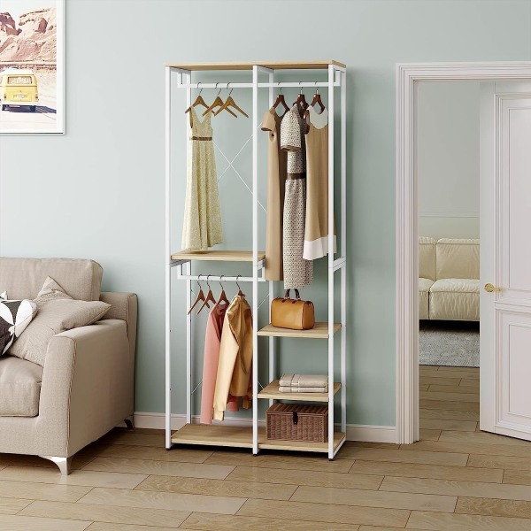 Rootz multifunktionelt tøjstativ - Organizer - Garderobestativ - Rigelig opbevaring, Alsidig placering, Holdbar konstruktion - 90 cm x 40 cm x 204,5 c