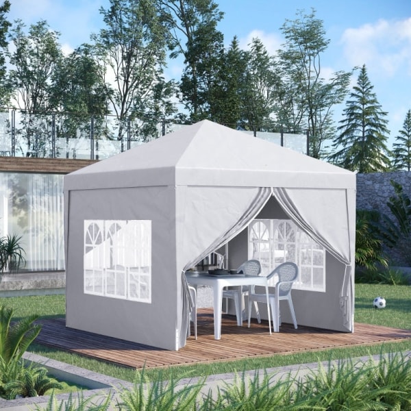 Rootz Pavilion øltelt - Festtelt - Event Shelter - Høj stabilitet - Hurtig opsætning - Vejrbeskyttelse - 2,95 m x 2,95 m x 2,58 m - Hvid