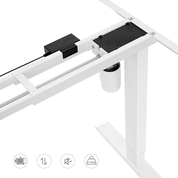 Rootz Bordstativ - Med Motor - Højdejusterbar - Ingen bordplade - Stel - Længdejusterbar - Stål - Hvid - (115-147) x 60 x (71-112) cm