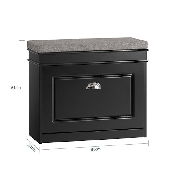 Rootz skoskabsbænk - skovælger - skobeholder - kompakt design - alsidig opbevaring - komfortabel siddeplads - 61 cm x 51 cm x 24 cm
